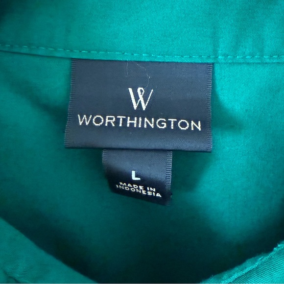🍀EUC Worthington women’s button down Christmas Holiday St Patrick’s green 💚 - Picture 4 of 7
